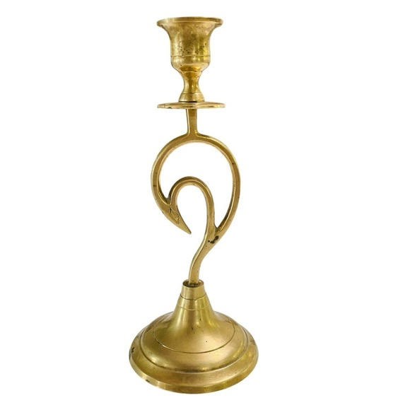 Vintage Mid-Century Modern Brass Swirl Candlestick Holders (Set of 3) - Picture 6 of 14